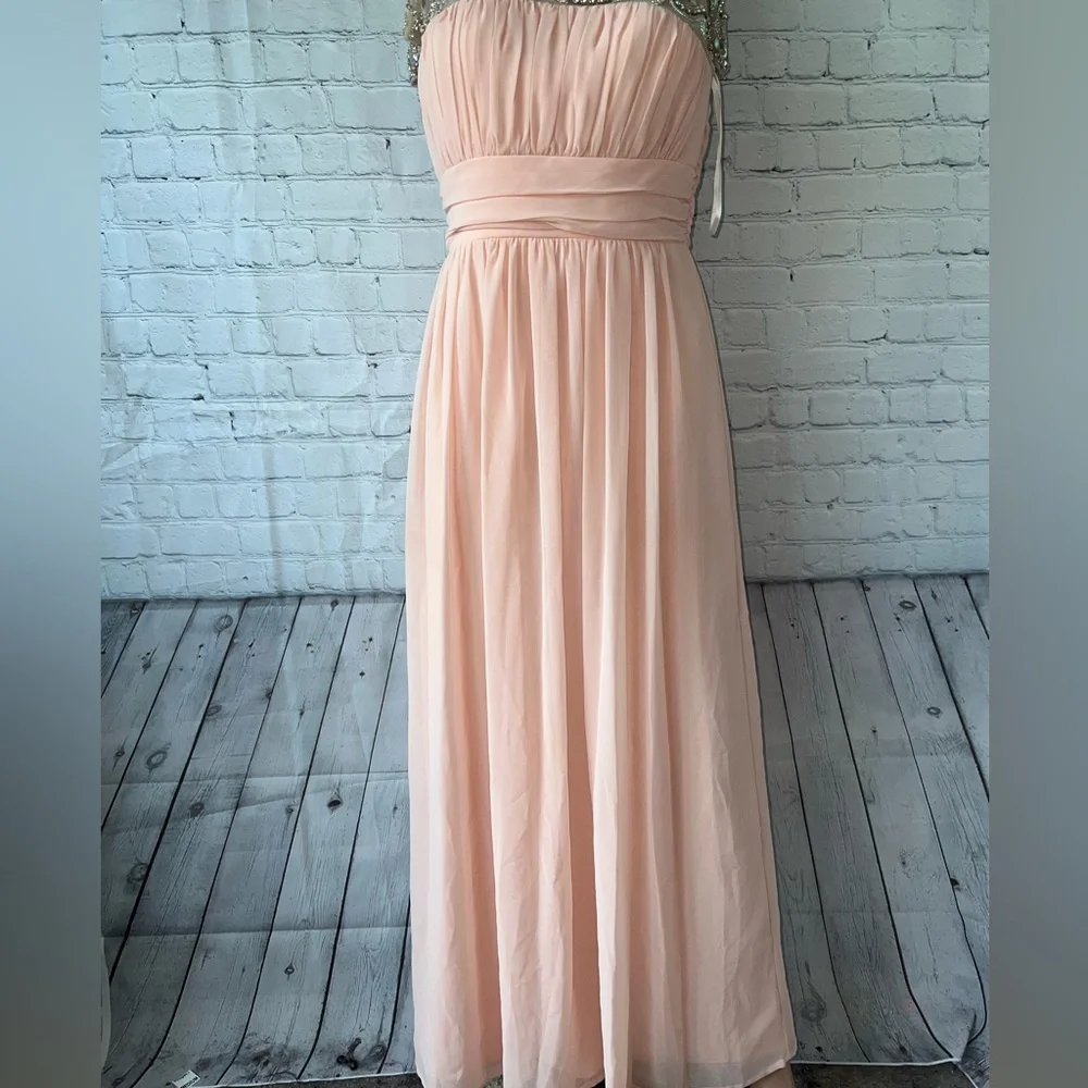 Jodi Kristopher Light Pink & Silver Bedazzled Formal Dress size 7 - Picture 4 of 10